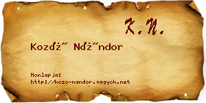 Kozó Nándor névjegykártya